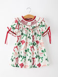 Load image into Gallery viewer, Christmas Girls Holly Jolly Bow Smocked Ruffle Dress
