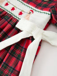 Load image into Gallery viewer, Christmas Girls Plaid Puppy Smocked Ruffle Collar Dress

