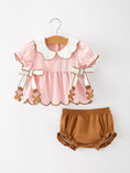 Load image into Gallery viewer, Christmas Girls Gingerbread Peter Pan Collar Bloomer Set
