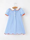 Load image into Gallery viewer, Fall Girls Plaid Pumpkin Appliqué Peter Pan Collar Dress

