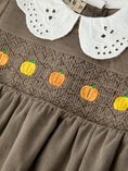 Load image into Gallery viewer, Fall Baby Girls Pumpkin Smocked Eyelet Collar Romper
