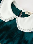 Load image into Gallery viewer, Girls Emerald Green Velvet Lace Collar Christmas Dress

