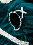 Load image into Gallery viewer, Girls Emerald Green Velvet Lace Collar Christmas Dress
