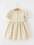Load image into Gallery viewer, Girls Goose Embroidered Beige Plaid Ruffle Dress

