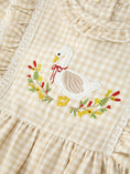 Load image into Gallery viewer, Girls Goose Embroidered Beige Plaid Ruffle Dress
