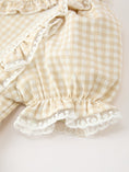 Load image into Gallery viewer, Girls Goose Embroidered Beige Plaid Ruffle Dress

