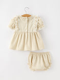 Load image into Gallery viewer, Baby Girls Goose Embroidered Beige Plaid Ruffle Bloomer Set
