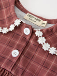 Load image into Gallery viewer, Baby Girls Brown Plaid Floral Lace Collar Romper
