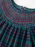 Load image into Gallery viewer, Christmas Girls Plaid Smocked Dres Puff Sleeves
