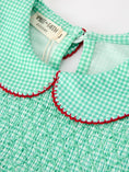 Load image into Gallery viewer, Christmas Girls Green Plaid Smocked Bow Peter Pan Collar Dress
