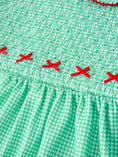 Load image into Gallery viewer, Christmas Girls Green Plaid Smocked Bow Peter Pan Collar Dress
