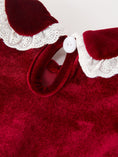 Load image into Gallery viewer, Christmas Burgundy Velvet Baby Girl Smocked Pearl Romper
