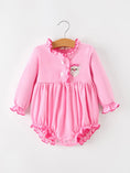 Load image into Gallery viewer, Baby Girls Christmas Santa Embroidered Ruffle Bubble Romper
