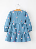 Load image into Gallery viewer, Christmas Santa Embroidered Girls Denim Dress
