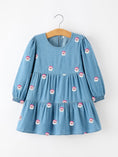 Load image into Gallery viewer, Christmas Santa Embroidered Girls Denim Dress
