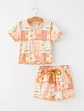Load image into Gallery viewer, Thanksgiving Pumpkin Patchwork Girls Top And Shorts Outfit
