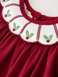 Load image into Gallery viewer, Christmas Holly Embroidered Baby Romper Petals Collar Ruffle
