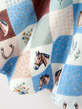 Load image into Gallery viewer, Western Horse Patchwork Print Girls Short Sleeve Twirl Dress

