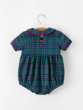 Load image into Gallery viewer, Christmas Baby Boys Plaid Smocked Peter Pan Collar Bubble Romper
