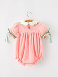 Load image into Gallery viewer, Christmas Baby Girls Pink Christmas Tree Embroidered Ruffle Romper
