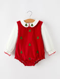 Load image into Gallery viewer, Girls Christmas Tree Embroidered Cotton Top & Corduroy Romper Set
