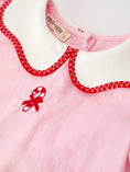 Load image into Gallery viewer, Christmas Girls Pink Candy Cane Embroidered Peter Pan Collar Dress
