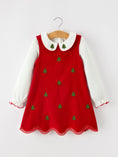 Load image into Gallery viewer, Girls Christmas Tree Embroidered Corduroy Dress & Cotton Top Set
