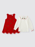 Load image into Gallery viewer, Girls Christmas Tree Embroidered Corduroy Dress & Cotton Top Set
