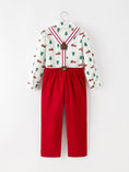 Load image into Gallery viewer, Christmas Boys Christmas Tree Truck Print Shirt & Red Suspender Pants Set

