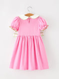 Load image into Gallery viewer, Girls Christmas Pink Bow & Christmas Tree Peter Pan Collar Dress

