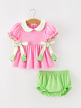 Load image into Gallery viewer, Baby Girls Christmas Pink Bow Christmas Tree Top & Bloomer Set
