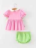 Load image into Gallery viewer, Baby Girls Christmas Pink Bow Christmas Tree Top & Bloomer Set
