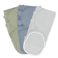 Load image into Gallery viewer, Easy Swaddle Blankets with Zipper in Stone, Pacific Blue, Sage
