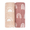 Load image into Gallery viewer, Muslin Swaddle Blanket in Sun & Rainbow, 2 Pack
