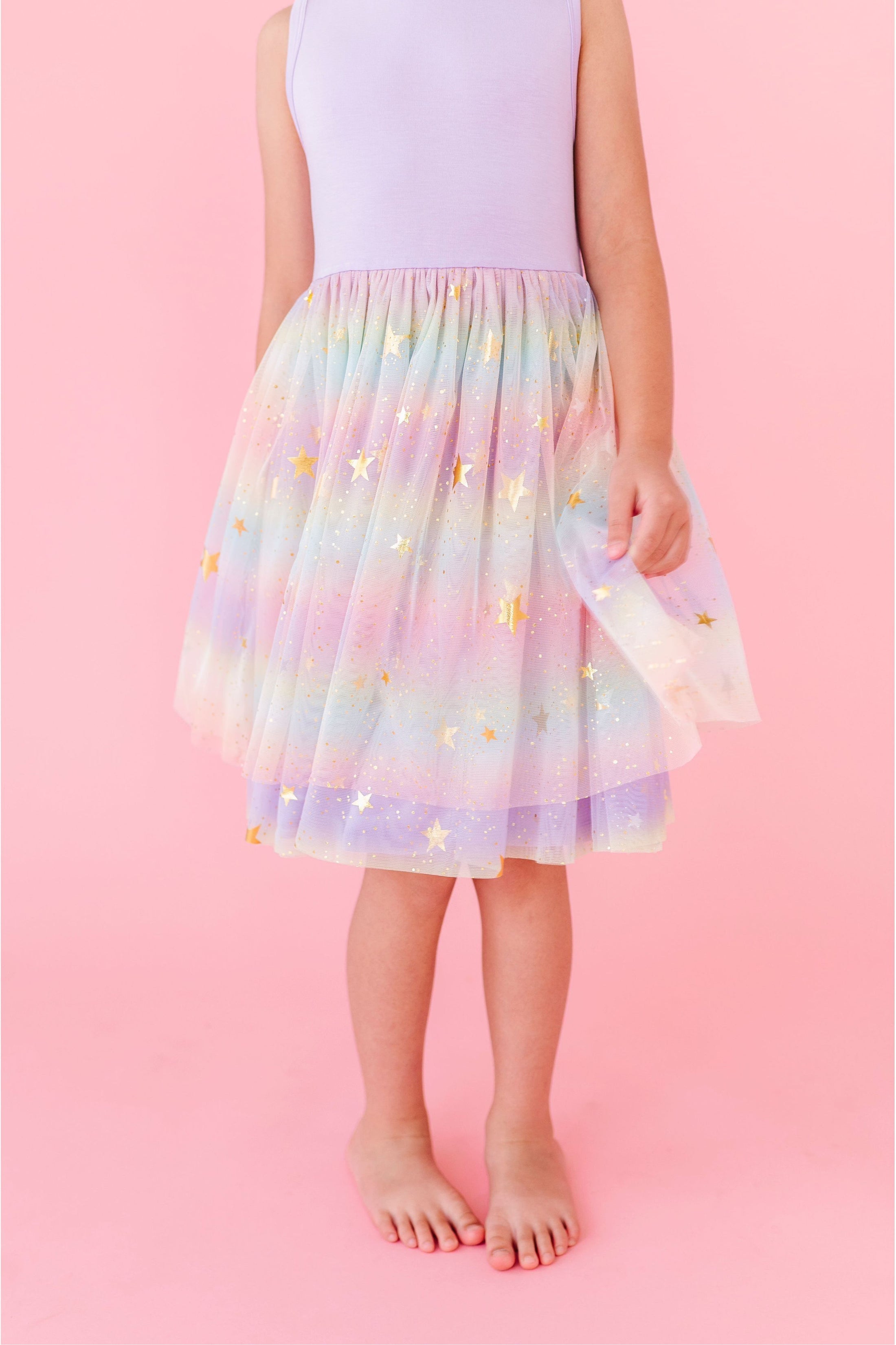 PREORDER! Bamboo Tulle Dress - Rainbow Ombre Twinkle