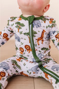 Load image into Gallery viewer, Bamboo One Piece Zip Pajama - It's a Jungle Out There
