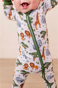 Load image into Gallery viewer, Bamboo One Piece Zip Pajama - It's a Jungle Out There
