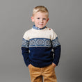 Load image into Gallery viewer, Organic Intarsia Crew Neck Button Sweater - Baby

