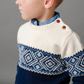 Load image into Gallery viewer, Organic Intarsia Crew Neck Button Sweater - Baby
