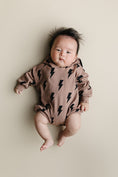 Load image into Gallery viewer, Hooded Bubble Romper  | Mocha Bolts
