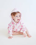 Load image into Gallery viewer, Hooded Bubble Romper | Pink Bolts
