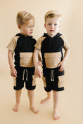 Load image into Gallery viewer, Terry Cargo Shorts Set | Black & Tan
