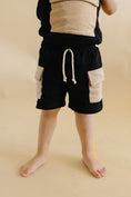 Load image into Gallery viewer, Terry Cargo Shorts Set | Black & Tan
