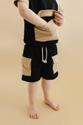 Load image into Gallery viewer, Terry Cargo Shorts Set | Black & Tan
