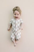 Load image into Gallery viewer, Bamboo Shorty Romper | Latte Checkered
