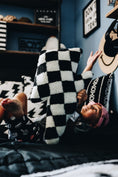 Load image into Gallery viewer, Black Check Bolt Plush Pillow
