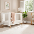 Load image into Gallery viewer, Baby Crib for 0 to 3 Years - White Bars and Frame and Natural Wood Leg
