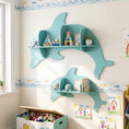 Load image into Gallery viewer, 2 Pieces Floating Dolphin Shelves Wall Mounted Storage Display Rack
