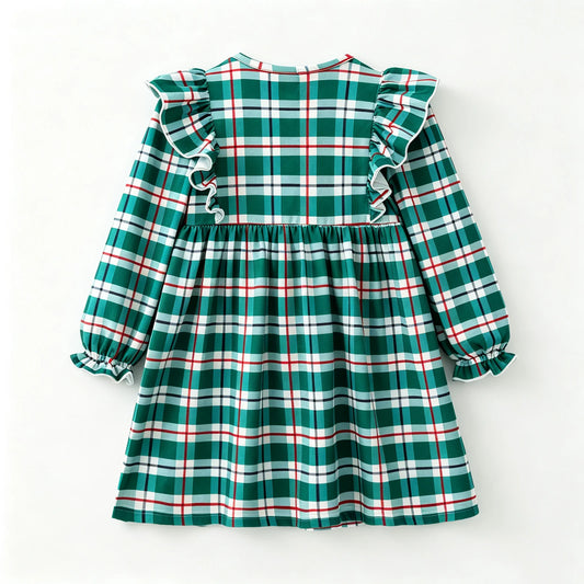 Girls Christmas Embroidery Smocked Dress