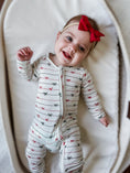 Load image into Gallery viewer, Tied with a Bow Christmas Bamboo Zippy Pajamas
